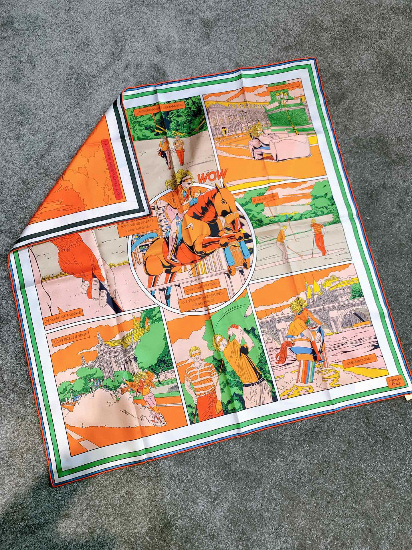 에르메스 Hermes Wow 양면 스카프 오렌지 90cm