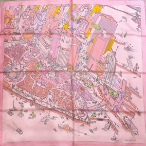 에르메스 Hermes THE BATTERY NEW-YORK SCARF 스카프 핑크 90CM