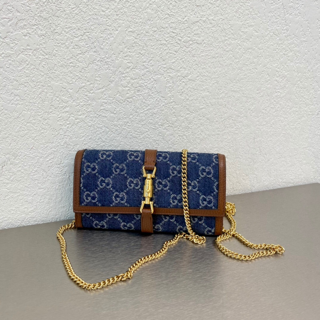 구찌 Gucci 652681 Denim Jackie 1961 [재키 1961] 체인 지갑 19cm