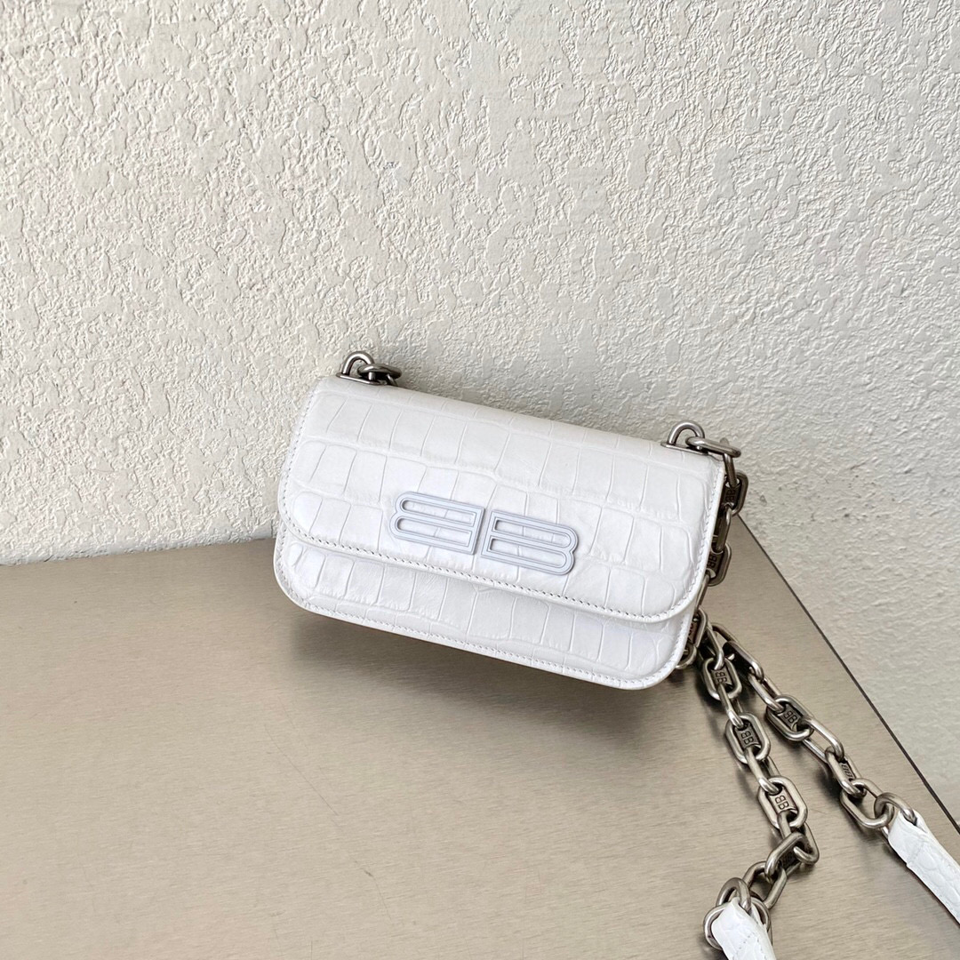 발렌시아가 Balenciaga 엑스트라 서플 크로커다일 엠보싱 카프스킨 GOSSIP XS 체인 백 18.8cm