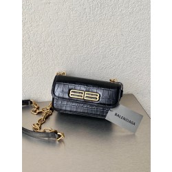 발렌시아가 Balenciaga 679863 엑스트라 서플 크로커다일 엠보싱 카프스킨 GOSSIP XS 체인 백 18.8cm