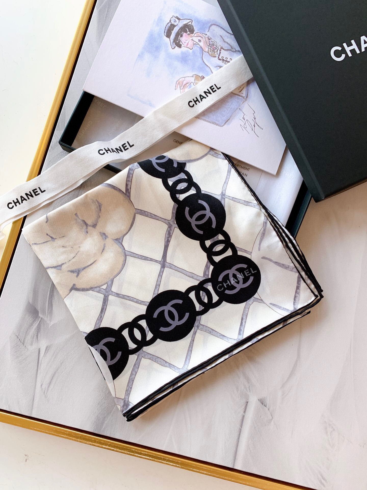 샤넬 CHANEL 스카프 베이지 90cm