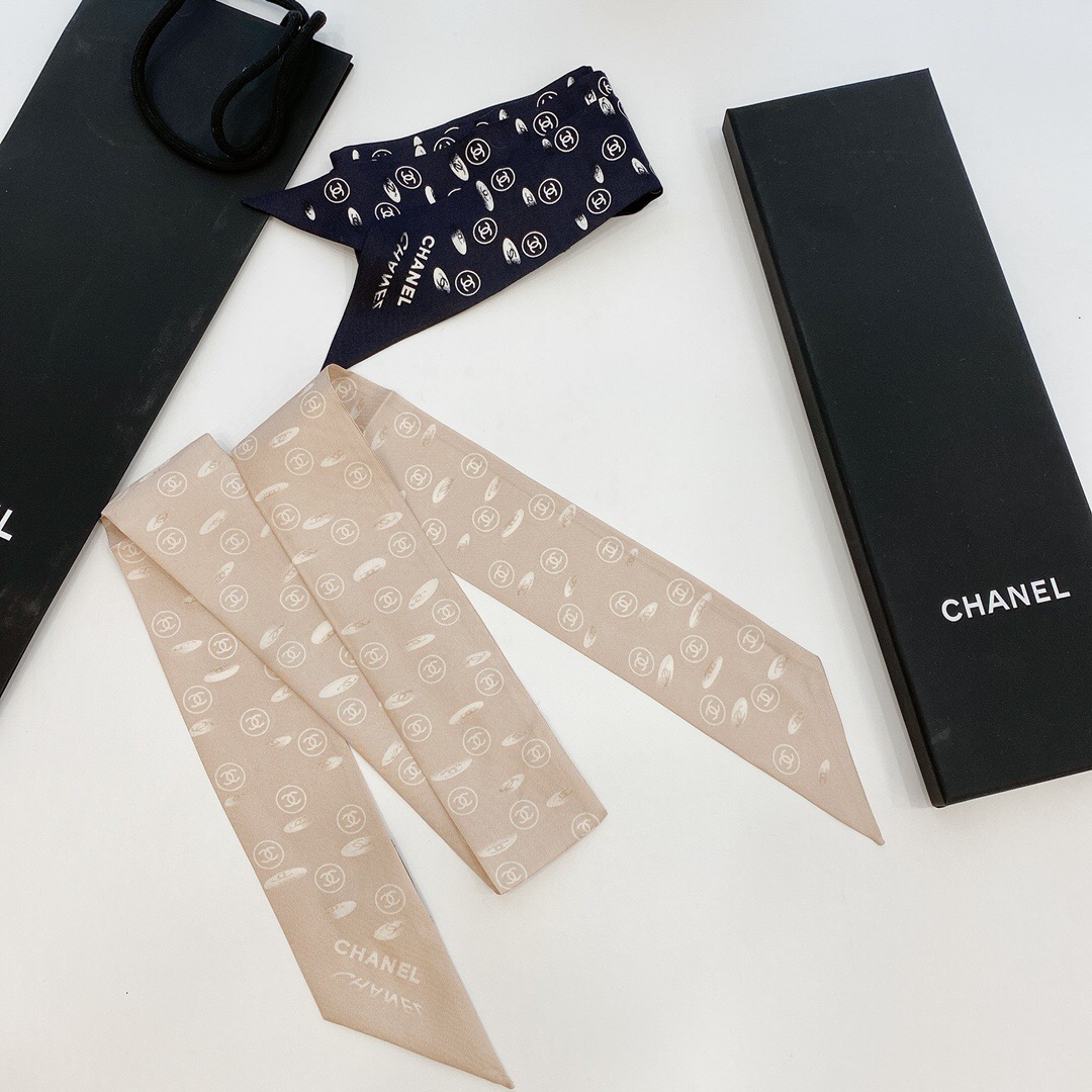 샤넬 CHANEL Twilly 실크 트윌리 베이지