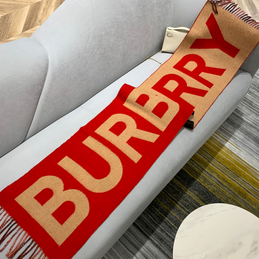 버버리 Burberry 양면 스카프 캐시미어 레드