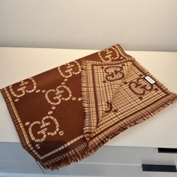 구찌 Gucci 양면 스카프 캐시미어 커피