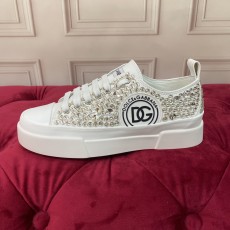 Dolce&Gabbana 퓨저블 라인스톤이 있는 캔버스 포르토피노 라이트 스니커즈