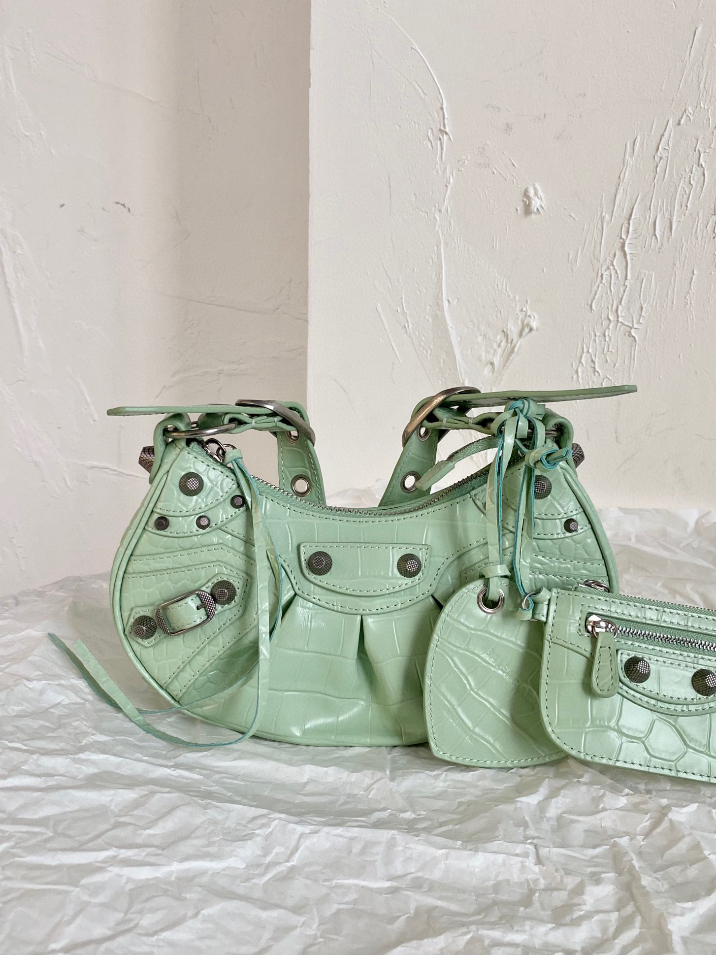 발렌시아가 Balenciaga LE CAGOLE XS 숄더백 671309 연한 녹색