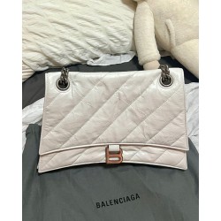 발렌시아가 Balenciaga 716393 퀼트 CRUSH MEDIUM 체인백 에 대한 여성 에 옵틱 화이트
