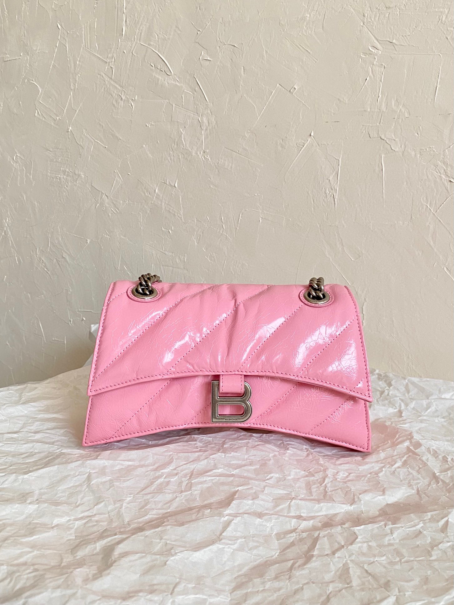 발렌시아가 Balenciaga 716351 퀼트 CRUSH 스몰 체인백 에 대한 여성 에 분홍의
