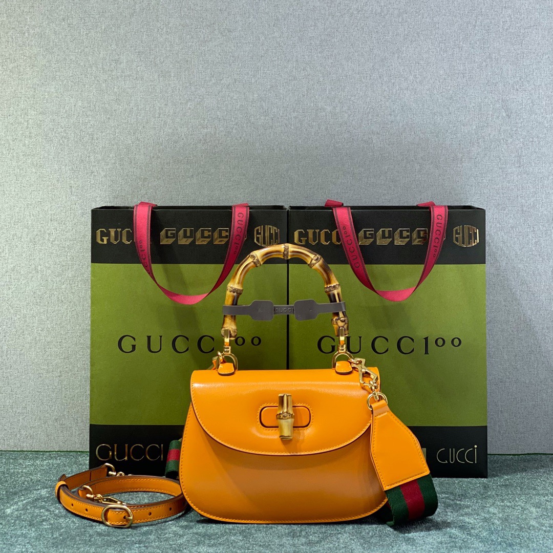 구찌 Gucci 675797 Bamboo Aria 뱀부 스몰 탑 핸들백 21CM