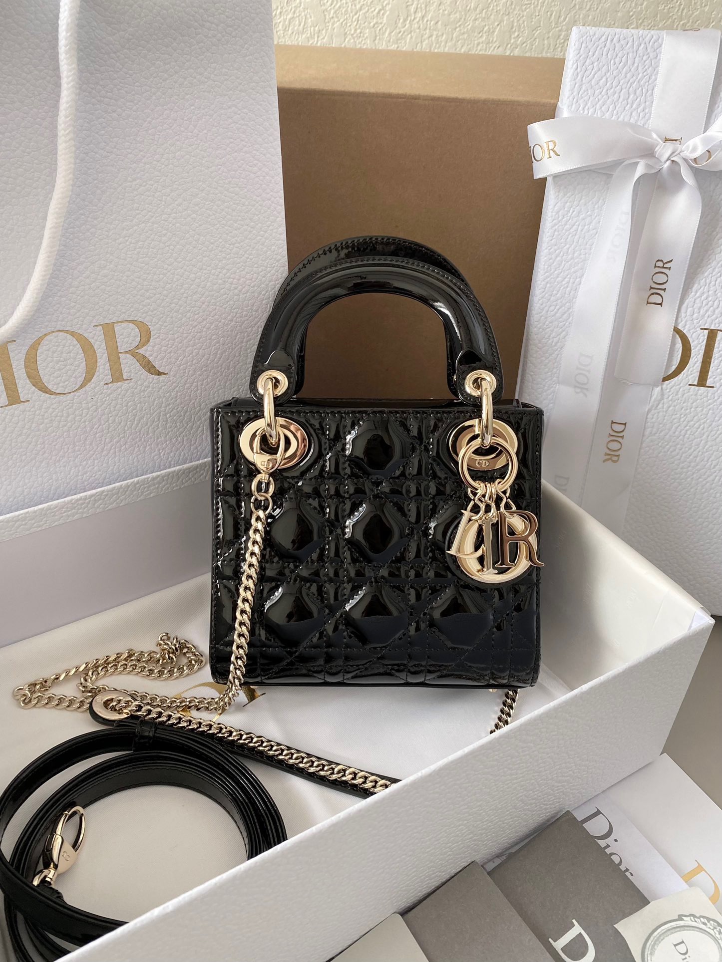 디올 Dior Lady 탑 핸들백 17CM