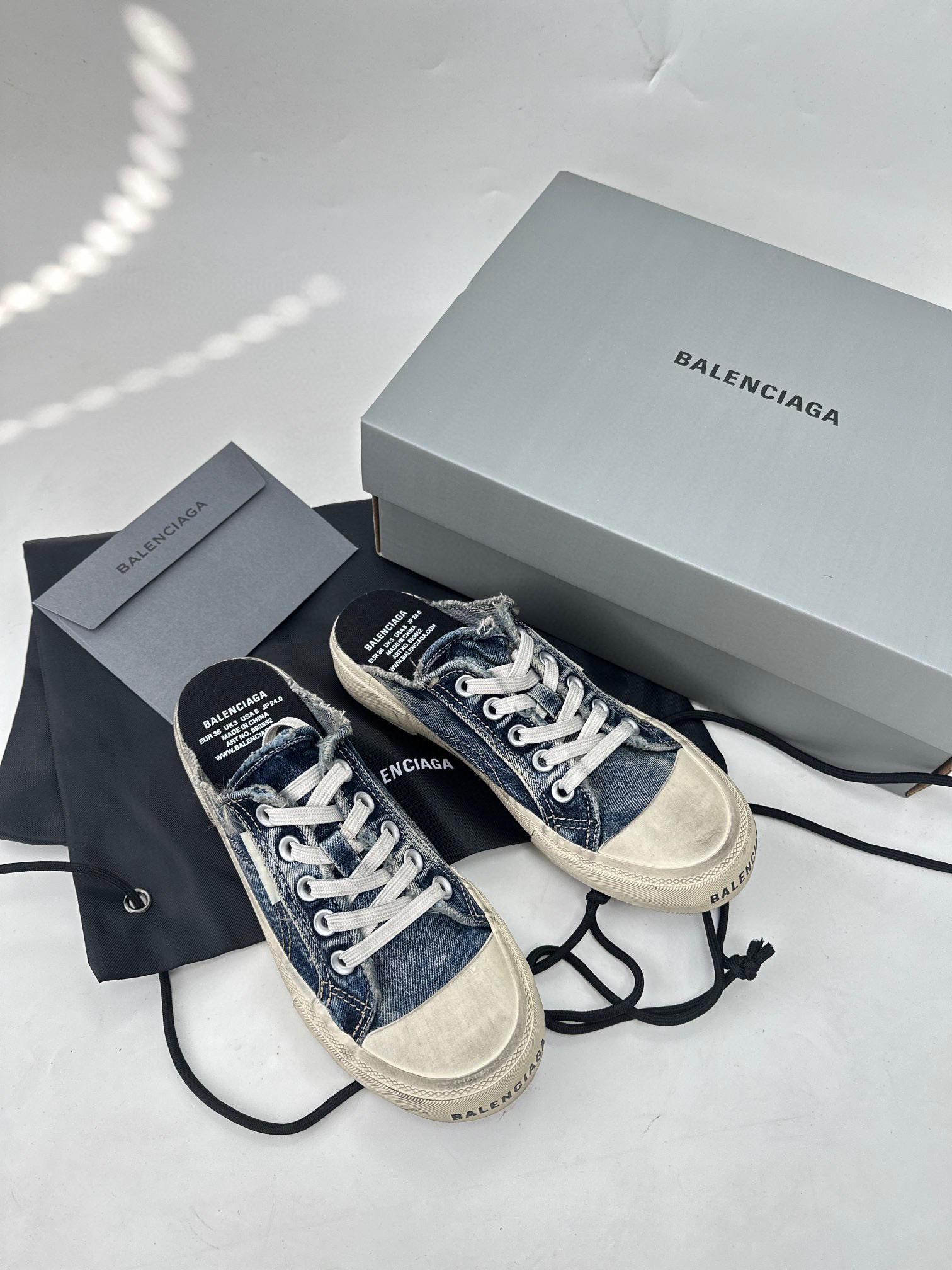 발렌시아가 Balenciaga 파리 스니커즈 뮬 블루