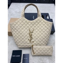 생로랑 Saint laurent/YSL 698651 이카레 맥시 쇼핑 백 퀼티드 누벅 스웨이드 베이지 58CM