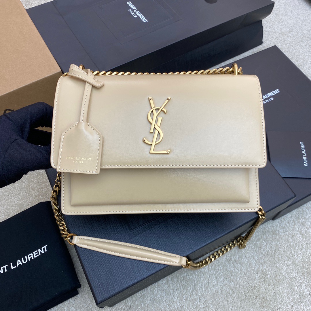 생로랑 Saint laurent/YSL 442906 스무스 레더 선셋 미디움 체인백 블랑 빈티지  22CM