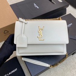 생로랑 Saint laurent/YSL 442906 생로랑 선셋 미디움 체인 백 크로커다일 엠보스 샤이니 레더 블랑 빈티지  22CM