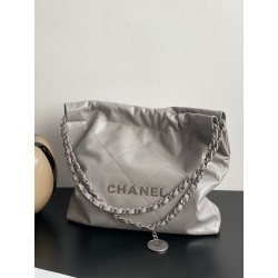 샤넬  CHANEL AS3260 22 스몰 핸드백 샤이니 카프스킨 &  실버 메탈  35CM