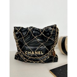 샤넬 CHANEL AS3260 23B 스몰 핸드백 샤이니 카프스킨 & 골드 메탈 블랙 35CM