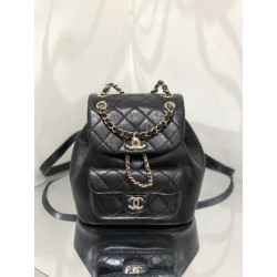 샤넬 CHANEL AS2908 22K DUMA 백팩 카프스킨 & 골드 메탈 블랙 18CM