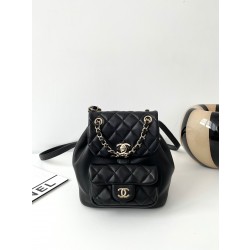샤넬 CHANEL AS2908 22A DUMA 스몰 백팩 램스킨 & 골드 메탈 블랙 18CM