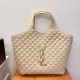 생로랑 Saint laurent/YSL 698651 Icare 이카레 맥시 쇼핑 백 퀼티드 누벅 스웨이드 베이지 43CM