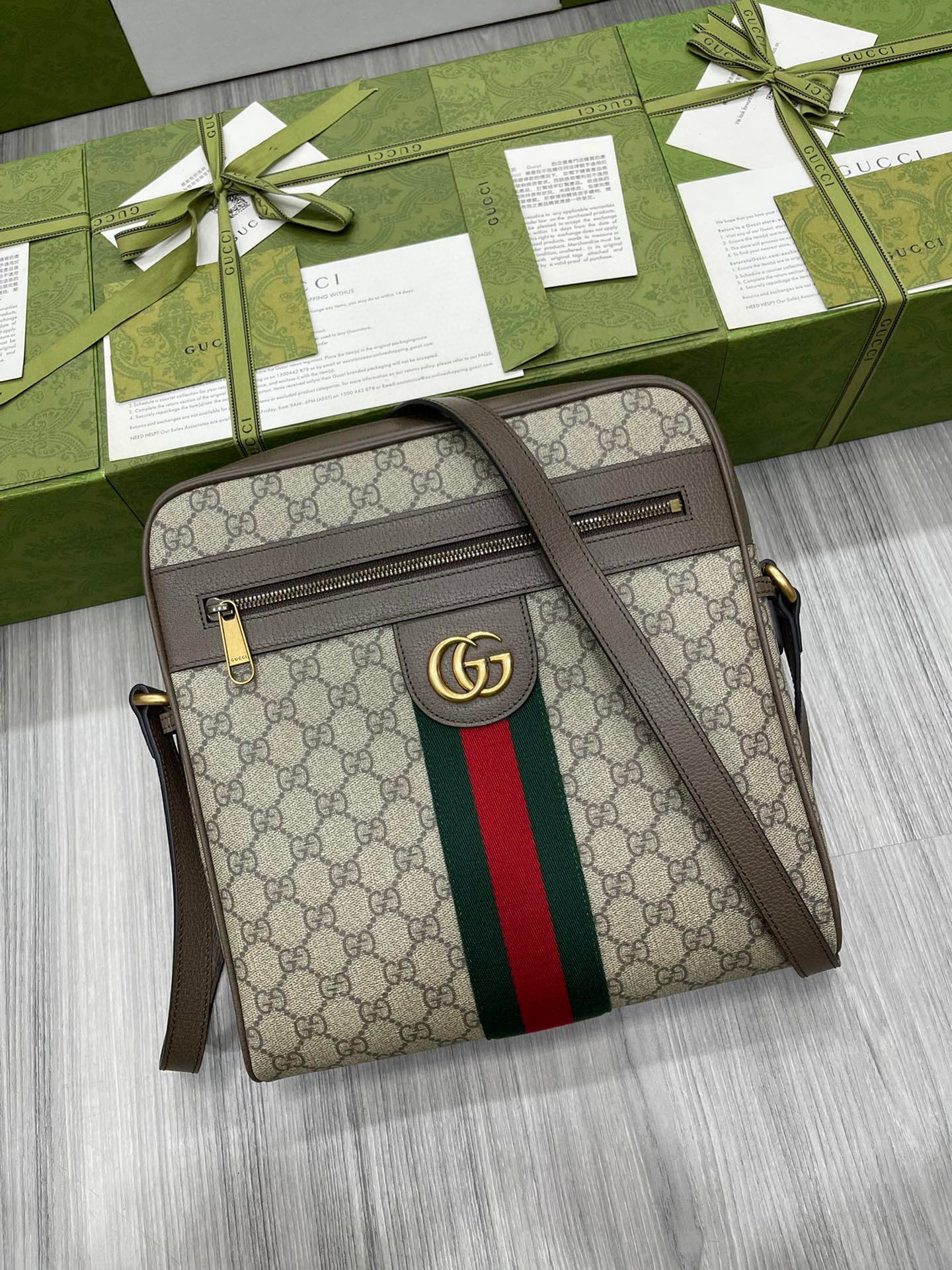 구찌 Gucci 547934 오피디아 GG  메신저백 베이지 에보니 27.5CM