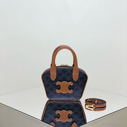 셀린느 Celine 110462 triomphe 트리옹프 캔버스 & 카프스킨 미니 볼링백 탄 20CM