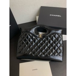 샤넬 CHANEL AS4854 24S 쇼핑백 샤이니 램스킨 & 골드 메탈 라이트 36CM