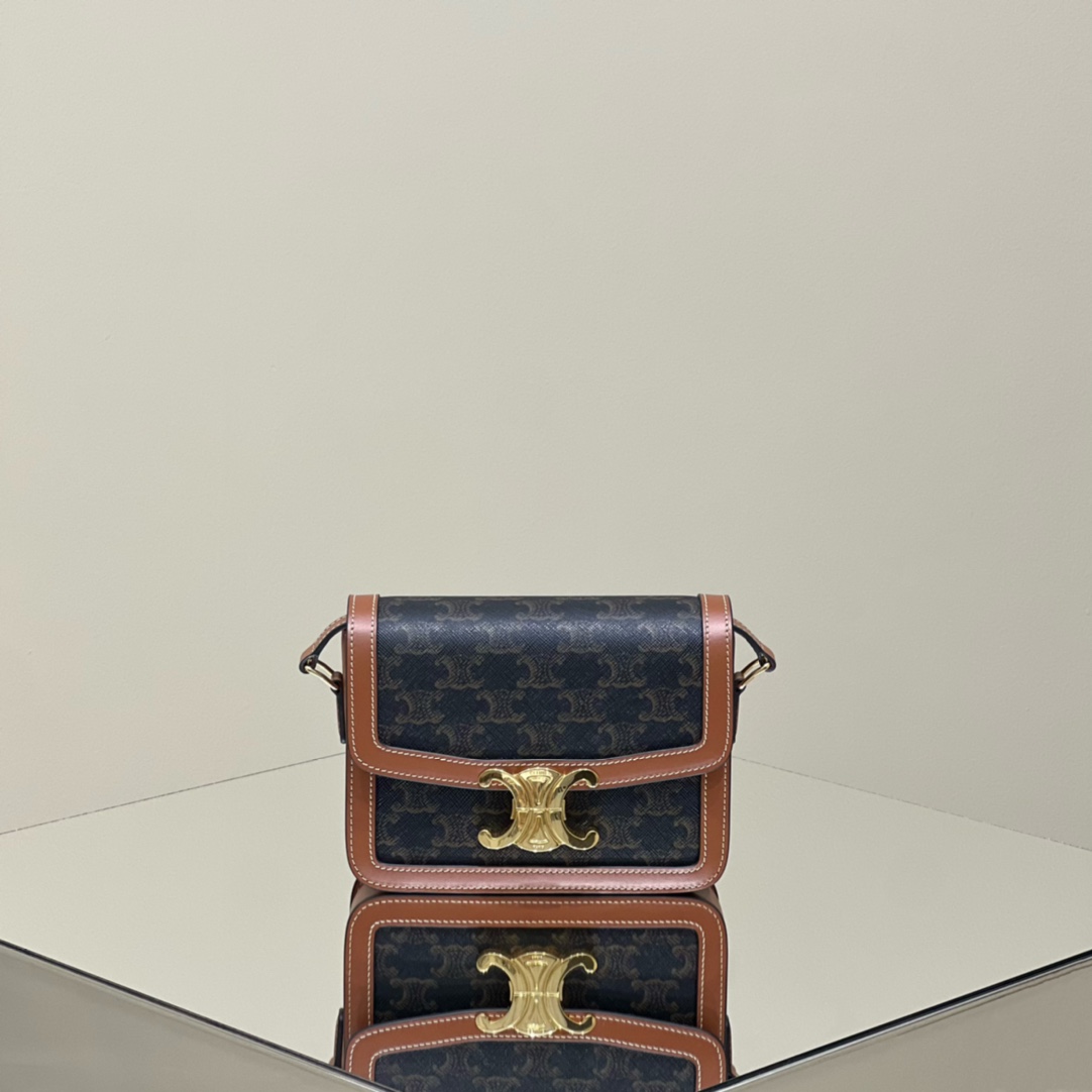 셀린느 Celine 188882 Teen Triomphe 트리옹프 캔버스 & 카프스킨 틴 트리옹프 백 탄 18.5CM