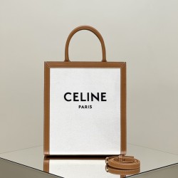 셀린느 Celine 192082 Triomphe Cabas 프린트 & 카프스킨 스몰 버티컬 카바스 내츄럴 탄 32CM
