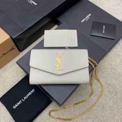 생로랑 Saint laurent/YSL 607788 Uptown 그랑드 뿌드르 엠보스드 레더 업타운 체인 지갑 19CM