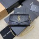 생로랑 Saint laurent/YSL 607788 Uptown 크로커다일 엠보스드 샤이니 레더 업타운 체인 지갑 블랙 19CM