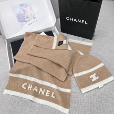 샤넬 CHANEL 캐시미어 스카프 모자 세트160x45cm