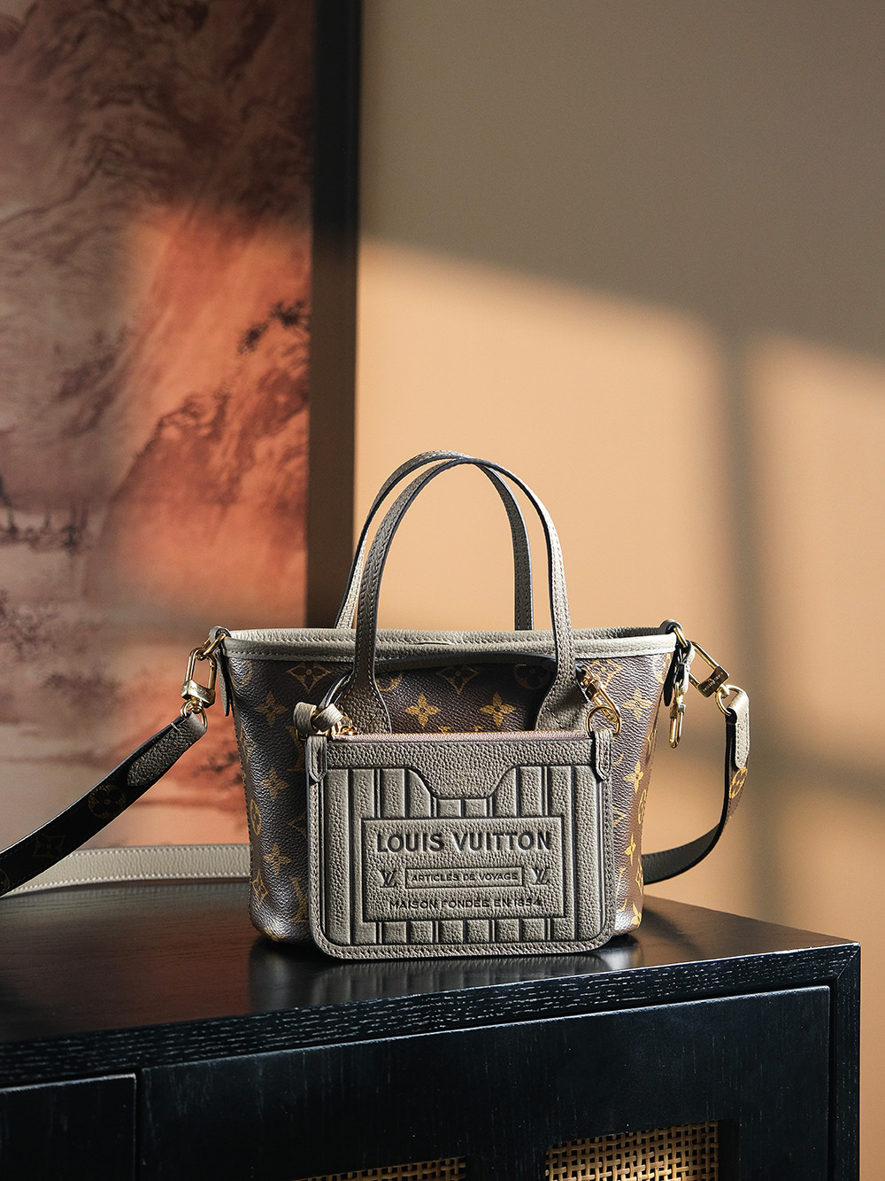 【GR】루이비통 Louis Vuitton M12109 Neverfull Bandouliere Inside Out BB Monogram Dark Fango