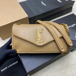 생로랑 Saint laurent/YSL 734153 Calypso Small In Plunged Lambskin Dark Toffee 26CM