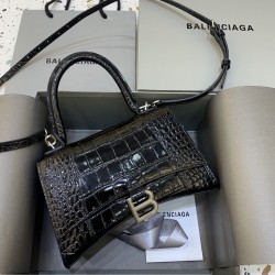 발렌시아가 Balenciaga 592833 Hourglass XS Handbag Black 23cm