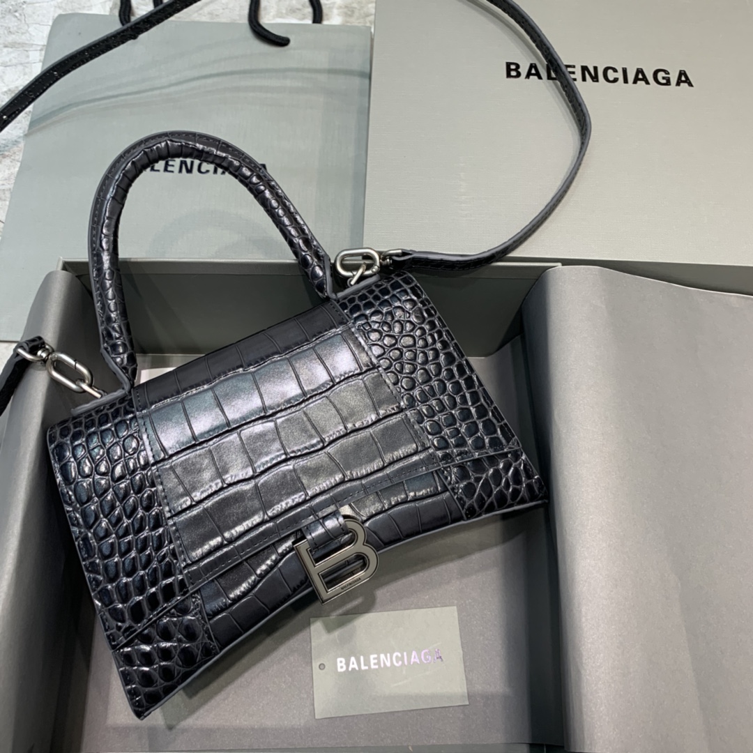 발렌시아가 Balenciaga 592833 Hourglass XS Handbag Black 23cm