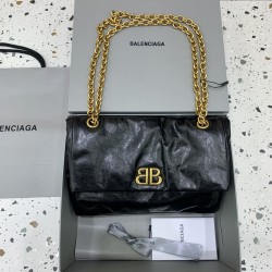 발렌시아가 Balenciaga 765966 Monaco Small Chain Bag Black 27.9cm