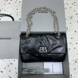 발렌시아가 Balenciaga 765966 Monaco Small Chain Bag Black 27.9cm