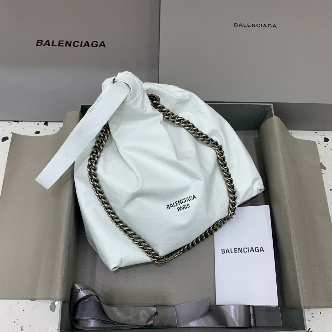 발렌시아가 Balenciaga 742941 Crush Small Tote Bag White