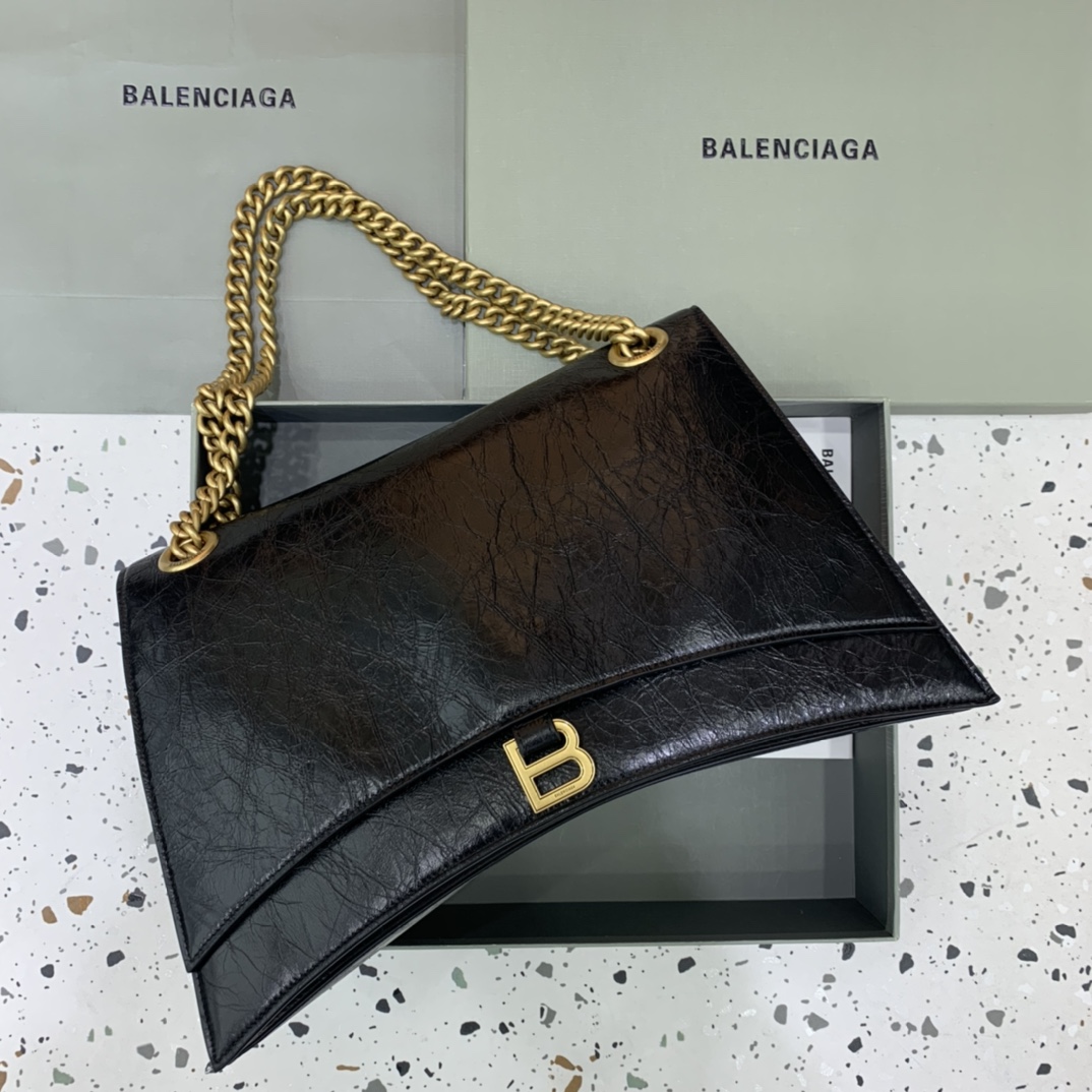 발렌시아가 Balenciaga Crush Large Chain Bag Black 40cm