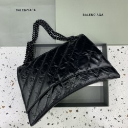 발렌시아가 Balenciaga Crush Large Chain Bag Black 40cm