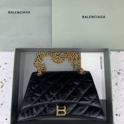 발렌시아가 Balenciaga Crush Medium Chain Bag Black 31cm