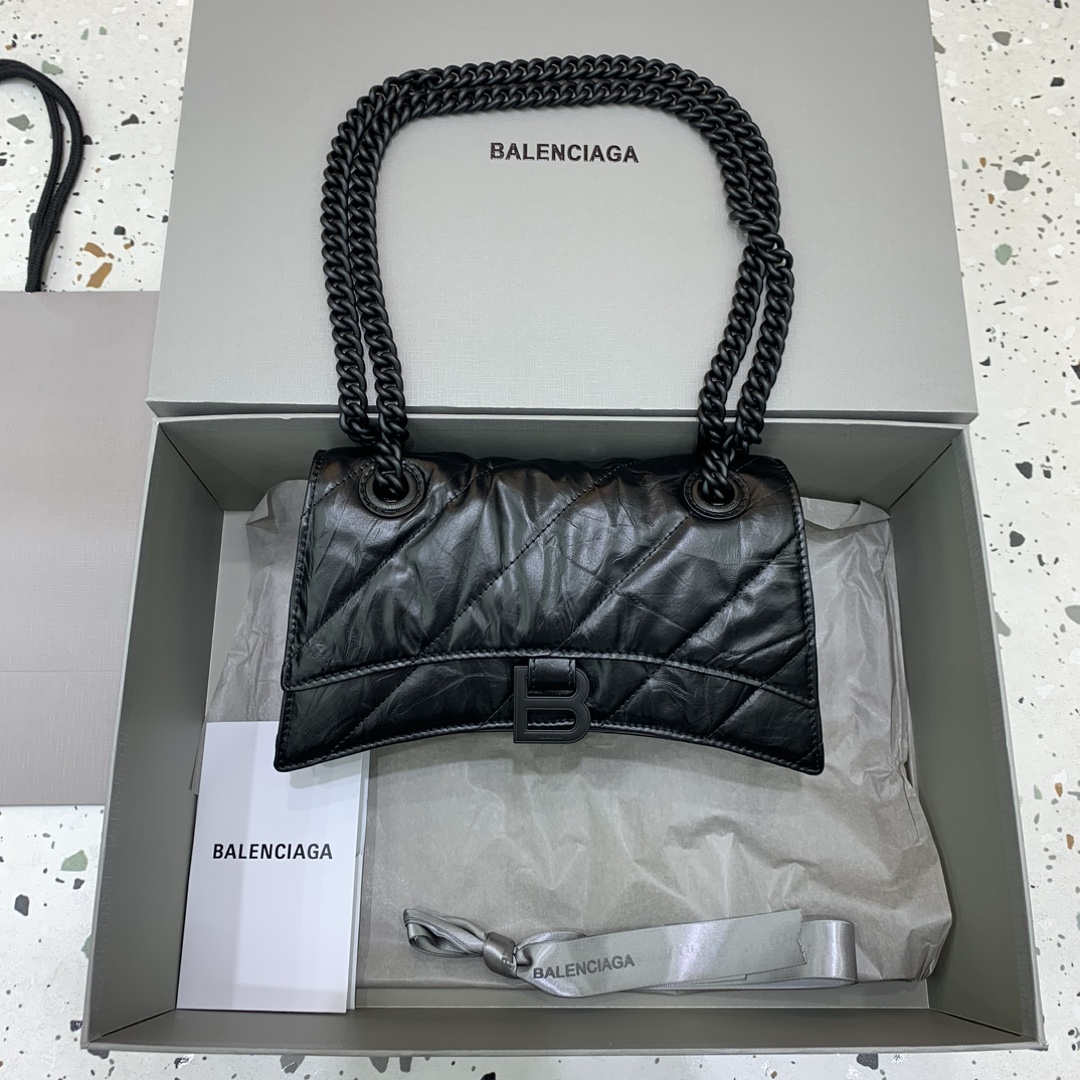 발렌시아가 Balenciaga Crush Small Chain Bag Black 25cm