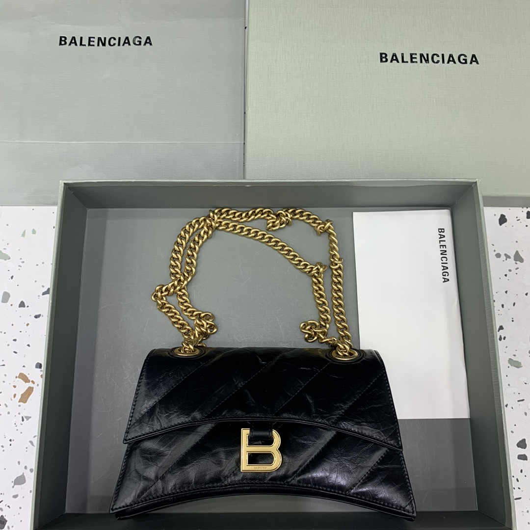 발렌시아가 Balenciaga Crush Small Chain Bag Black 25cm