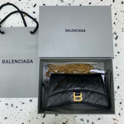 발렌시아가 Balenciaga Crush Mini Chain Bag Black 21cm