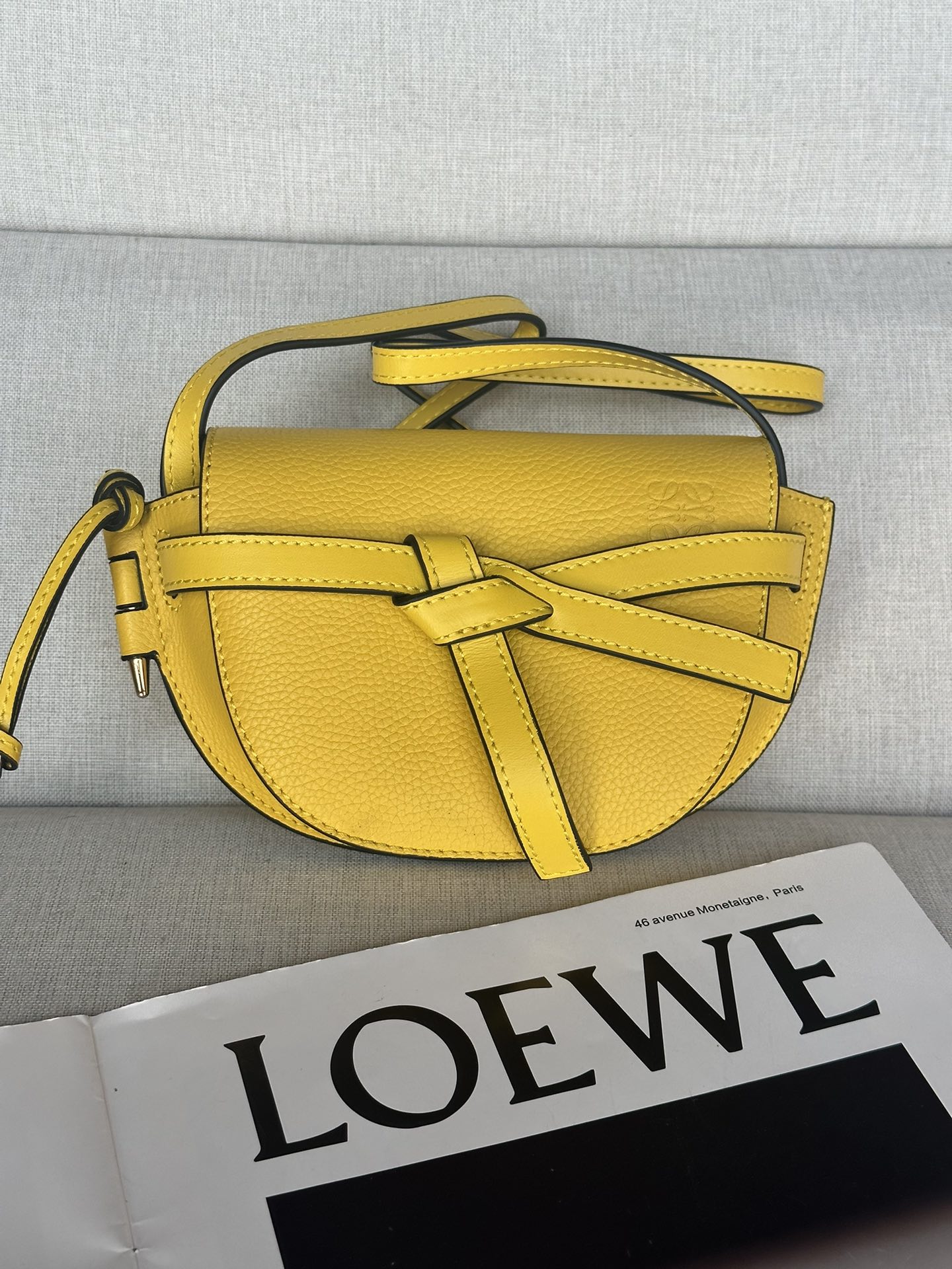 로에베 Loewe 56t18 Mini Gate Dual Bag Yellow 15cm