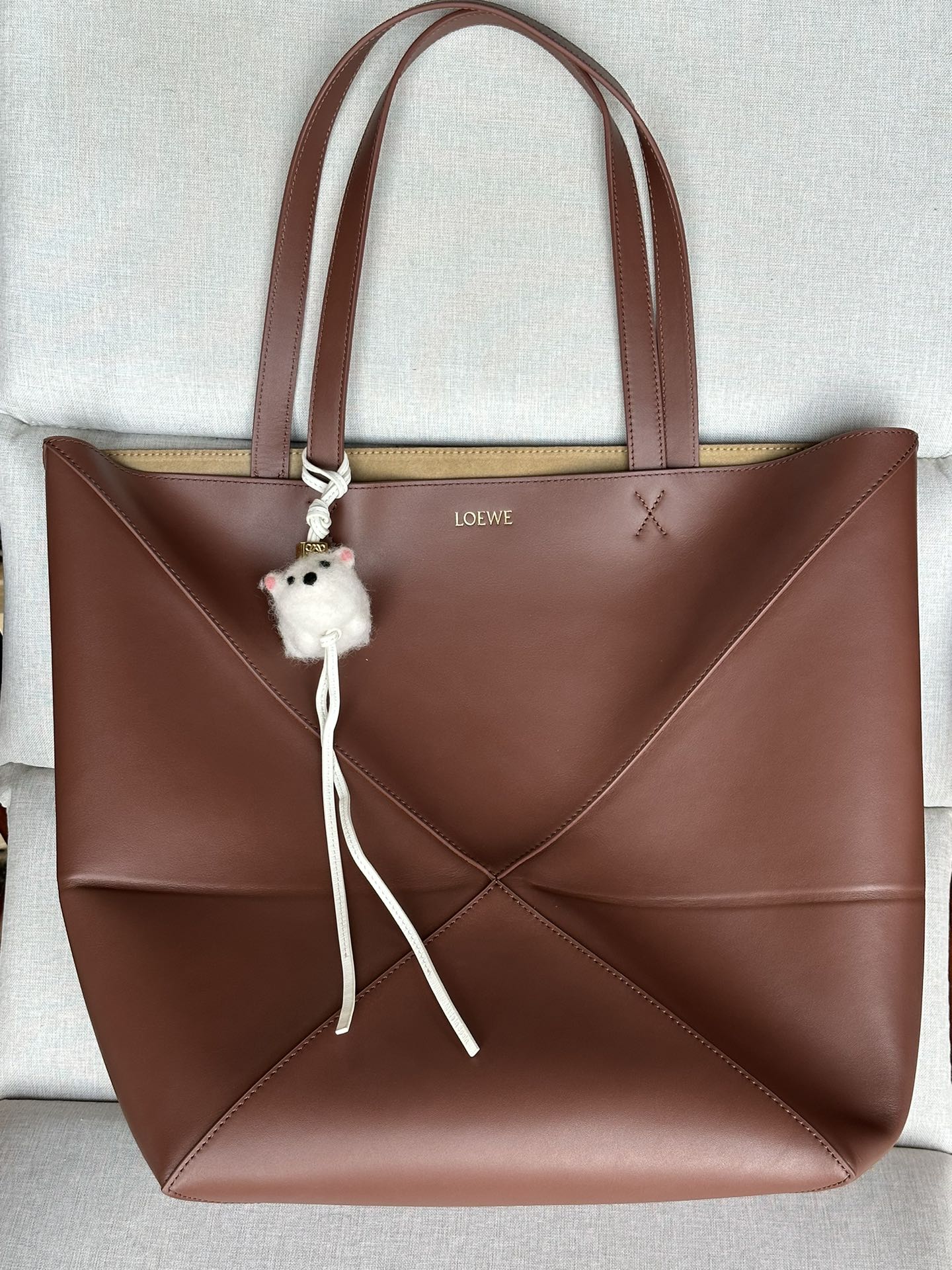 로에베 Loewe 1761 Large Puzzle Fold Tote In Shiny Calfskin 42cm