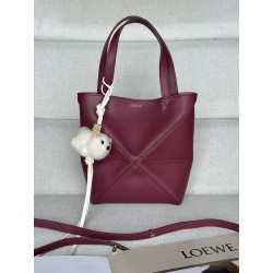 로에베 Loewe 1763 Mini Puzzle Fold Tote Bag in Shiny Calfskin