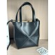 로에베 Loewe 1763 Mini Puzzle Fold Tote Bag in Shiny Calfskin Black