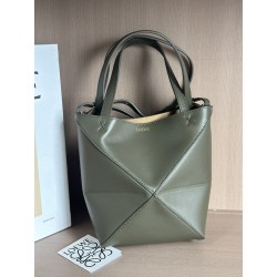 로에베 Loewe 1763 Mini Puzzle Fold Tote Bag in Shiny Calfskin